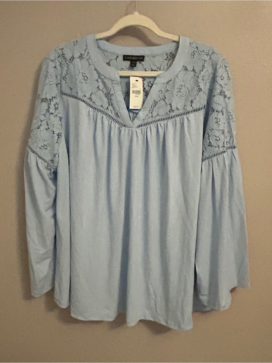 Lane Bryant Tops - Powder blue Lace yoke peasant blouse lane bryant NWT BOHO